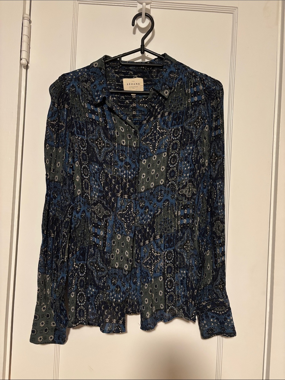 Sezane Chemise Tianna Arizona Bleu Button Down Long Sleeve 36 / 4 Women